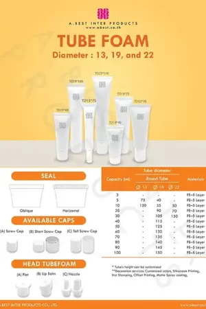 Squeeze cosmetic packaging tube with screw cap for facial foam, facial cream and hand cream
