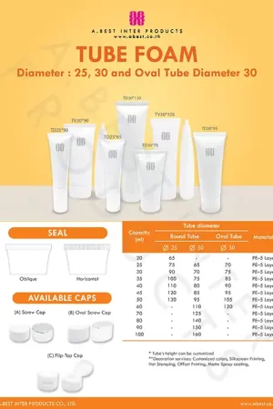 Squeeze cosmetic packaging tube with screw cap for facial foam, facial cream and hand cream