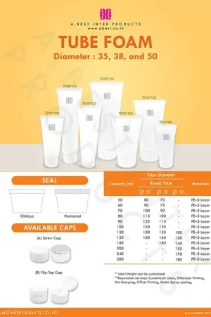 Squeeze cosmetic packaging tube with screw cap for facial foam, facial cream and hand cream